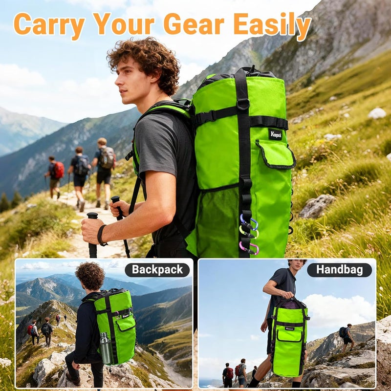 Keepark Store Rock Climbing Rope Storage Bag - Large Capacity Tree Rope Storage Backpack, Waterproof Oxford Outdoor Climbing Rope Bag With Adjustable Shoulder Straps - Green - Image 2